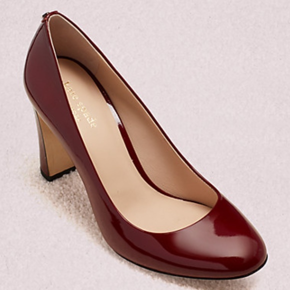 Kate Spade Pallas Patent Leather round toe pumps high heels red dress shoes 7.5 - Picture 5 of 11